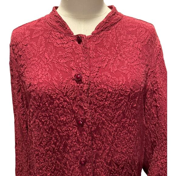 Vintage URU textured blouse with Mandarin band collar size medium - Picture 3 of 16